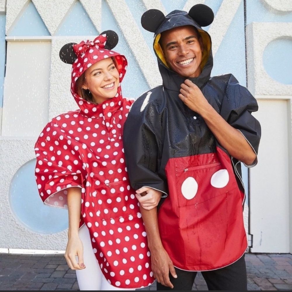 Disney Parks‎ Rain Poncho Minnie OR Mickey Reflective Jacket Packable Coat
